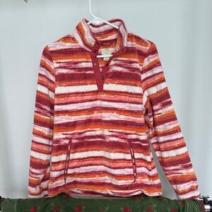 Striped Fleece Pullover in Red and Orange